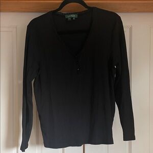 Ralph Lauren Black Long Sleeve Tee. Size 2X